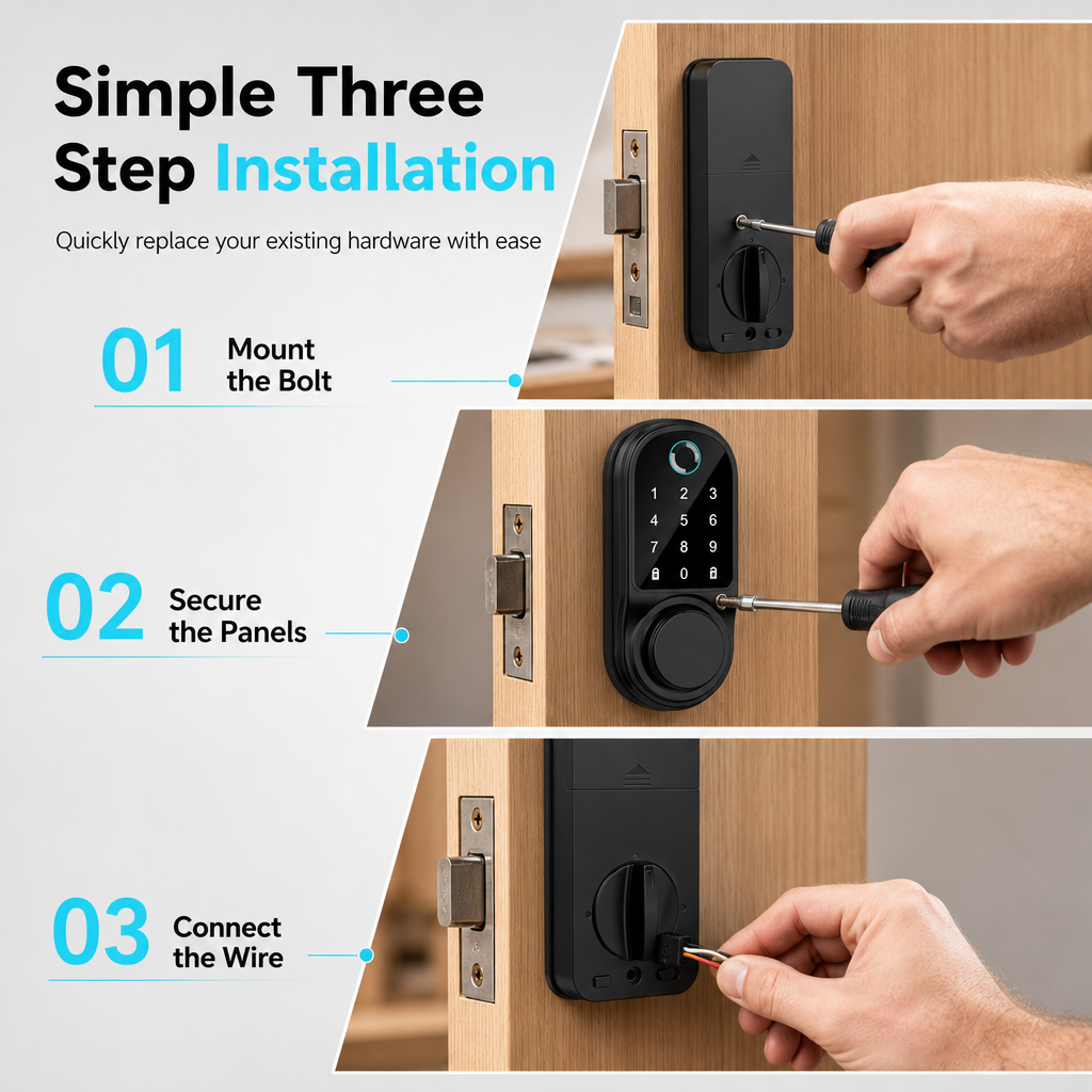 🔒 Keyless Biometric Deadbolt Smart Lock with Fingerprint & Keypad Access 🔑