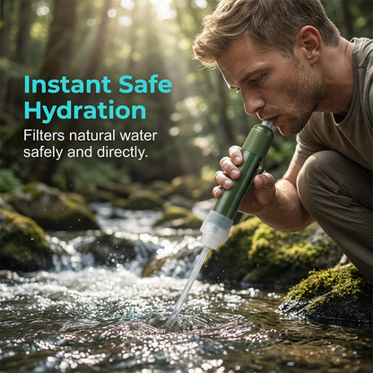 🏕️ 3-Stage Tactical Portable Water Purifier Straw for Hiking & Survival 💧