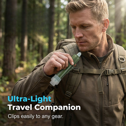 🏕️ 3-Stage Tactical Portable Water Purifier Straw for Hiking & Survival 💧