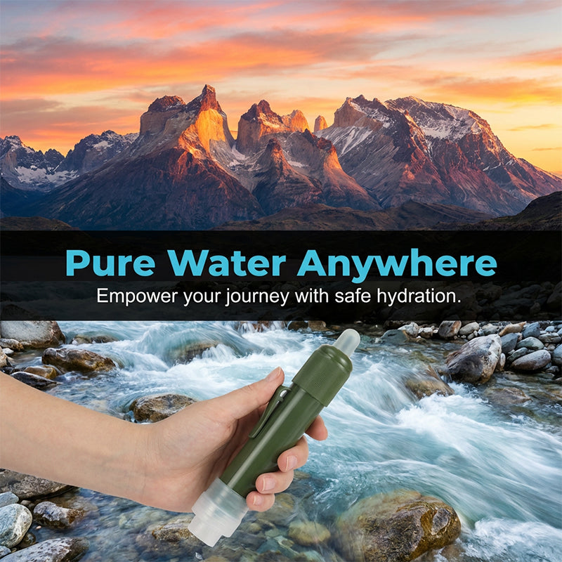 🏕️ 3-Stage Tactical Portable Water Purifier Straw for Hiking & Survival 💧