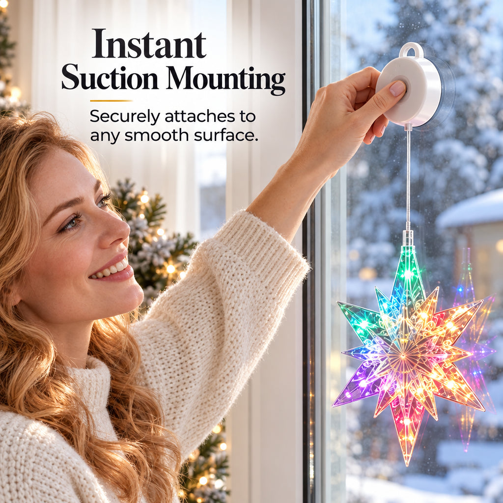 🎄 Cordless LED Christmas Window Hanging Lights with Warm Amber Glow ❄️