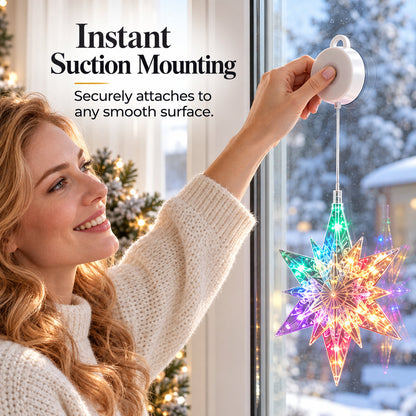 🎄 Cordless LED Christmas Window Hanging Lights with Warm Amber Glow ❄️