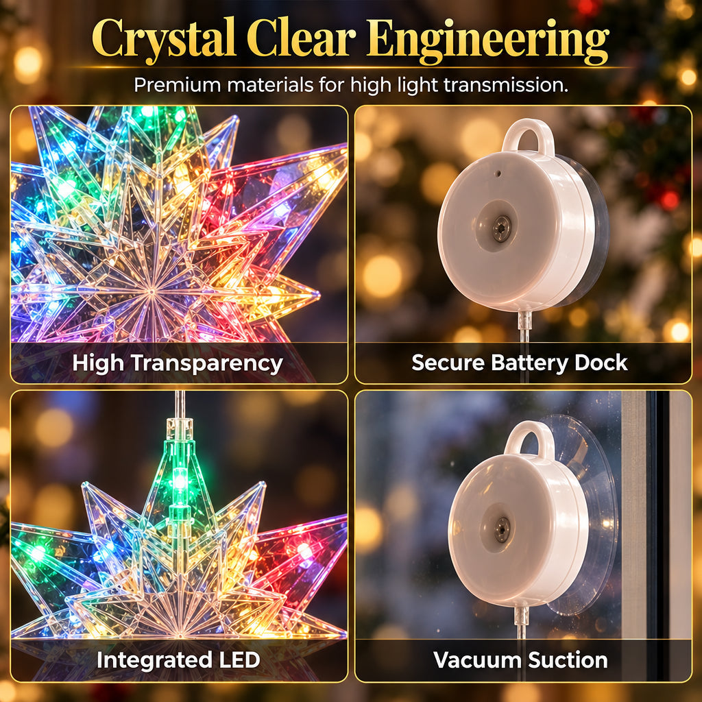 🎄 Cordless LED Christmas Window Hanging Lights with Warm Amber Glow ❄️