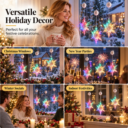 🎄 Cordless LED Christmas Window Hanging Lights with Warm Amber Glow ❄️