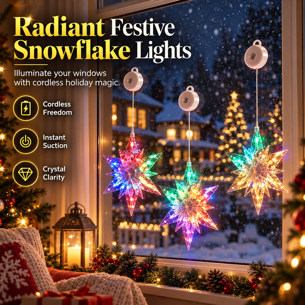 🎄 Cordless LED Christmas Window Hanging Lights with Warm Amber Glow ❄️