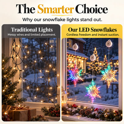 🎄 Cordless LED Christmas Window Hanging Lights with Warm Amber Glow ❄️