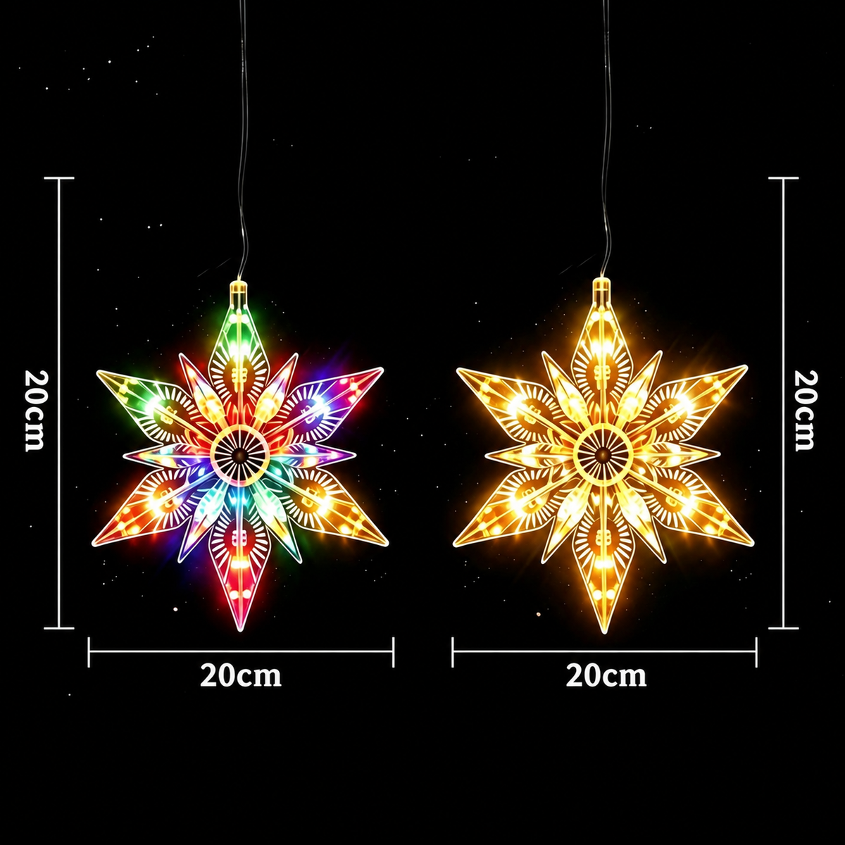 🎄 Cordless LED Christmas Window Hanging Lights with Warm Amber Glow ❄️