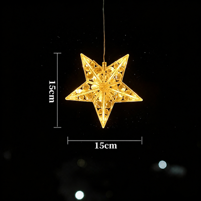 🎄 Cordless LED Christmas Window Hanging Lights with Warm Amber Glow ❄️