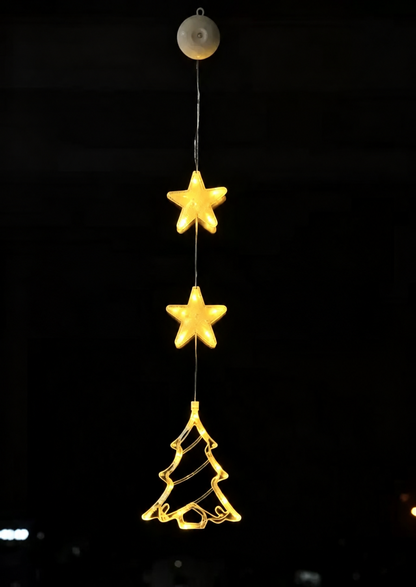 🎄 Cordless LED Christmas Window Hanging Lights with Warm Amber Glow ❄️