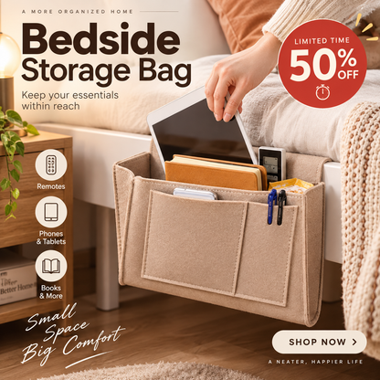 🛏️ Bedside Storage Organizer – Hanging Bed & Sofa Pocket