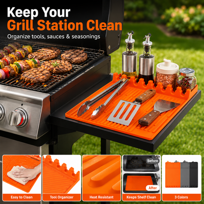 🔥 Silicone Grill Shelf Mat – Clean & Organized BBQ Prep