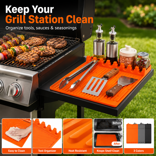 🔥 Silicone Grill Shelf Mat – Clean & Organized BBQ Prep
