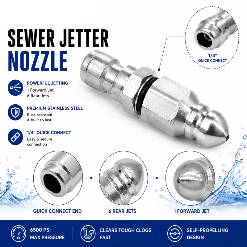 🔥 49% OFF 7-Jet Sewer Jetter Nozzle – 6500 PSI Drain Cleaning Tool