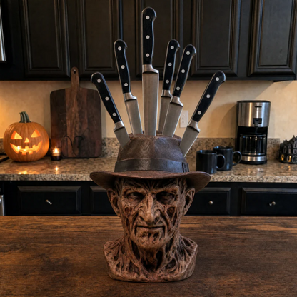 🔪Horror Knife Block The Ultimate Slasher Knife Block Resin Horror Movie Knife Holder