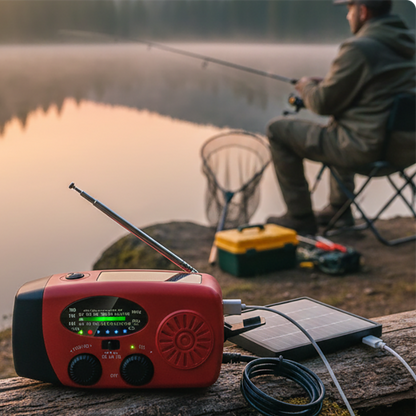 📻 Portable Solar Emergency Weather Radio - Hand Crank & Power Bank ⚡
